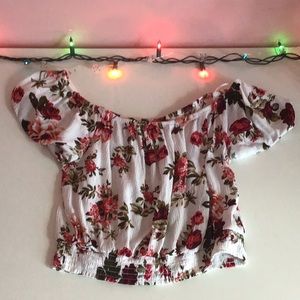 White floral crop top